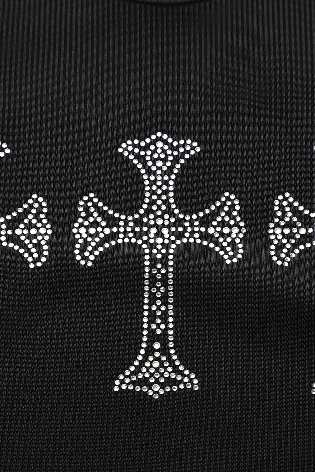 Ribbed Halter Neck Cross Print Bodycon Mini Dress 5