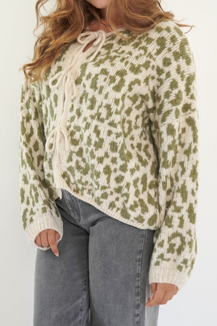 Leopard Print Tie-Front Cardigan for Stylish Comfort