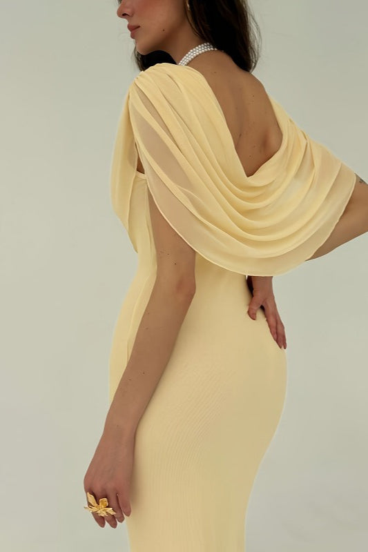 Cowl Neck Sleeveless Bodycon Formal Maxi Dress - View 3