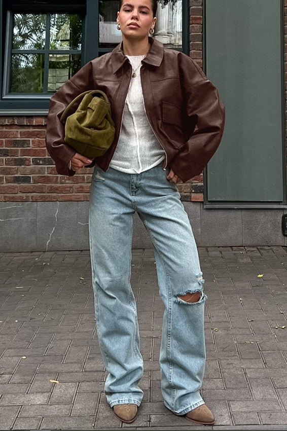 Vintage Brown Leather Jacket 3