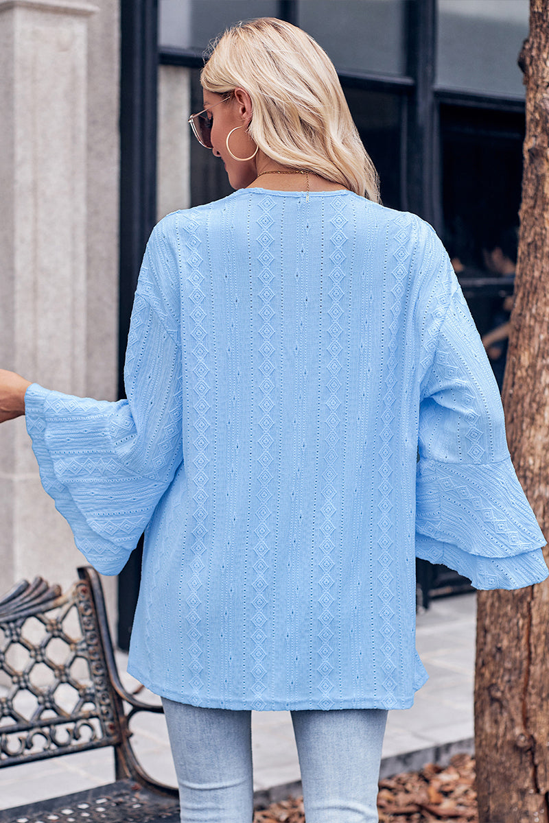 Bell Sleeve Knit Cardigan Top - Fashionpara