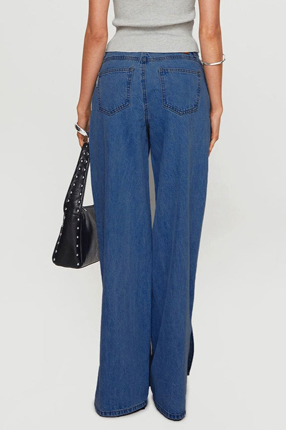 Low Rise Wide Leg Split Jeans