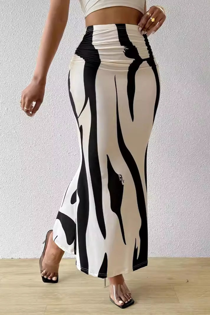 Fishtail Print Maxi Skirt