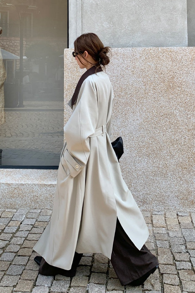 PrincessAce British Style Long Overcoat with Contrast Collar