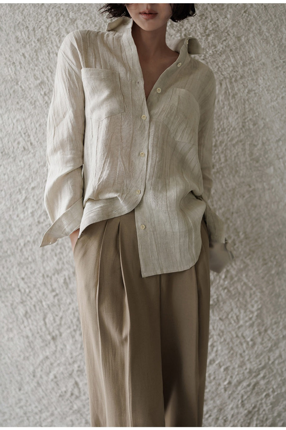 Old Money Wave Texture Blouse