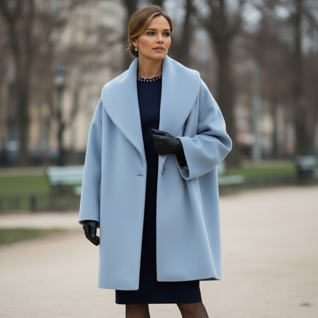 Shawl Collar Longline Wool-Look Coat