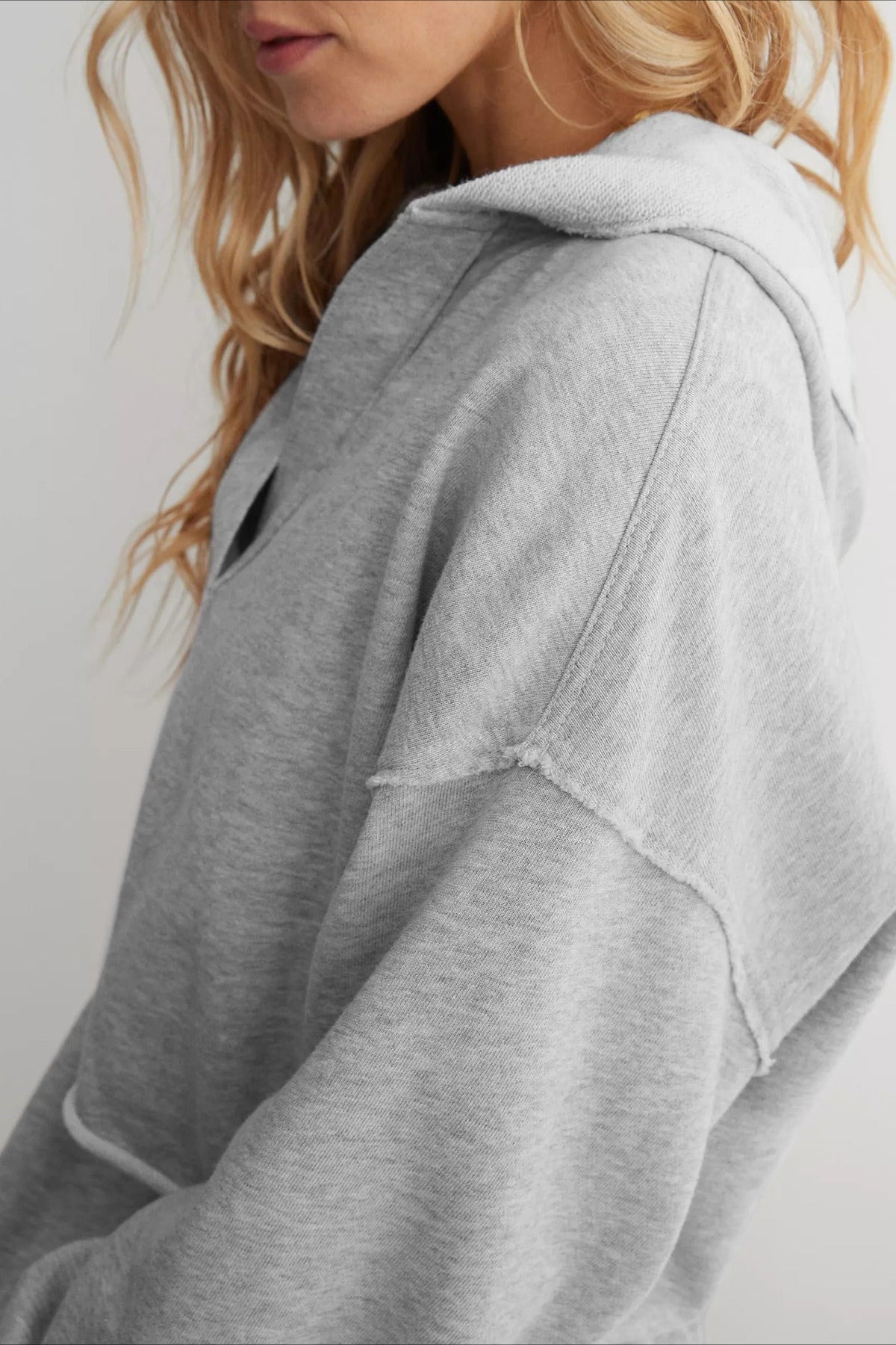 Relaxed Solid V-Neck Hoodie 7