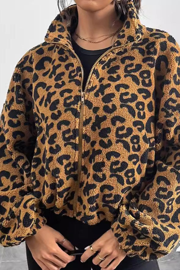 Cozy Leopard Print Fleece Coat for Ultimate Warmth and Style