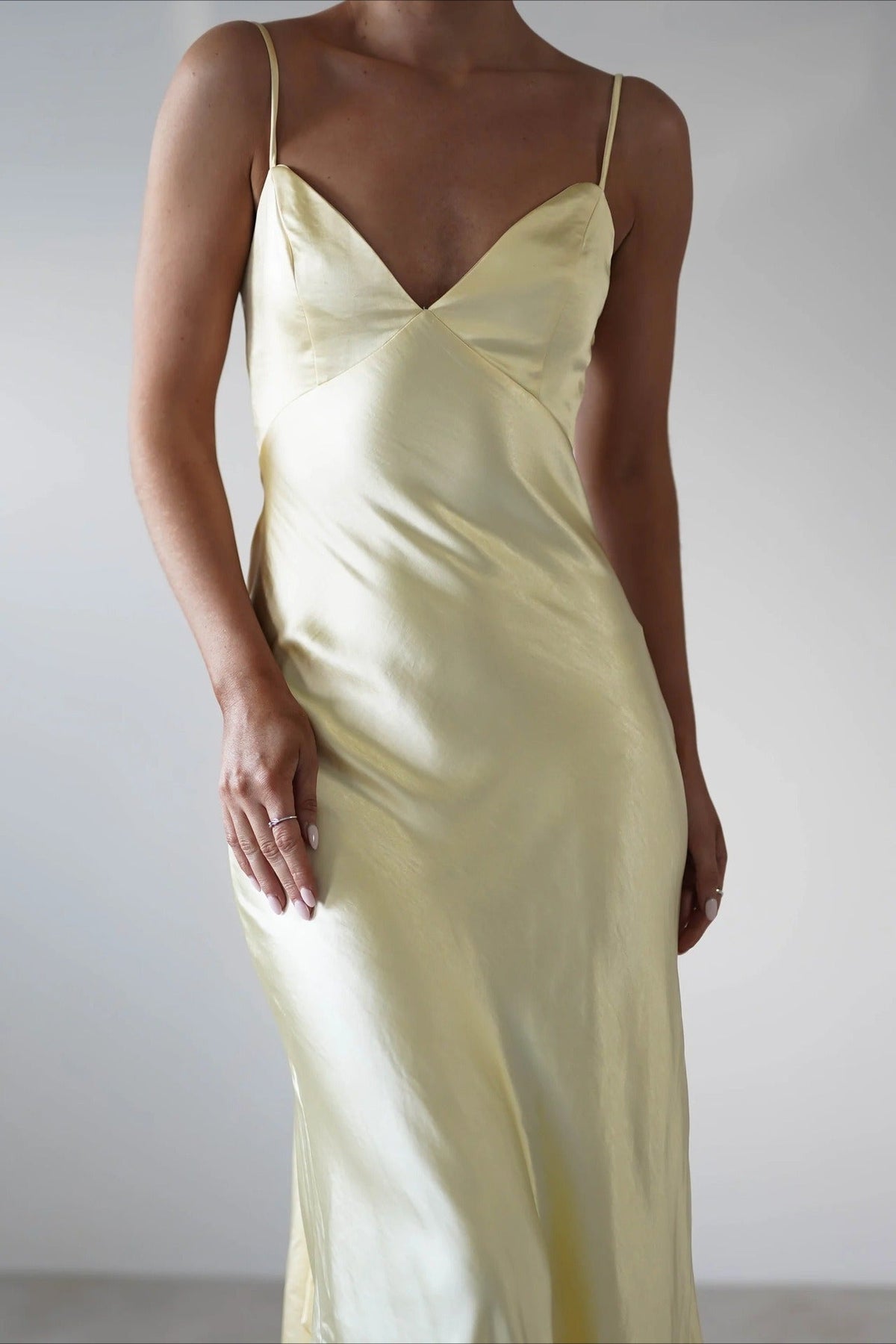 Satin V-Neck Bias Cut Slip Maxi Dress 11