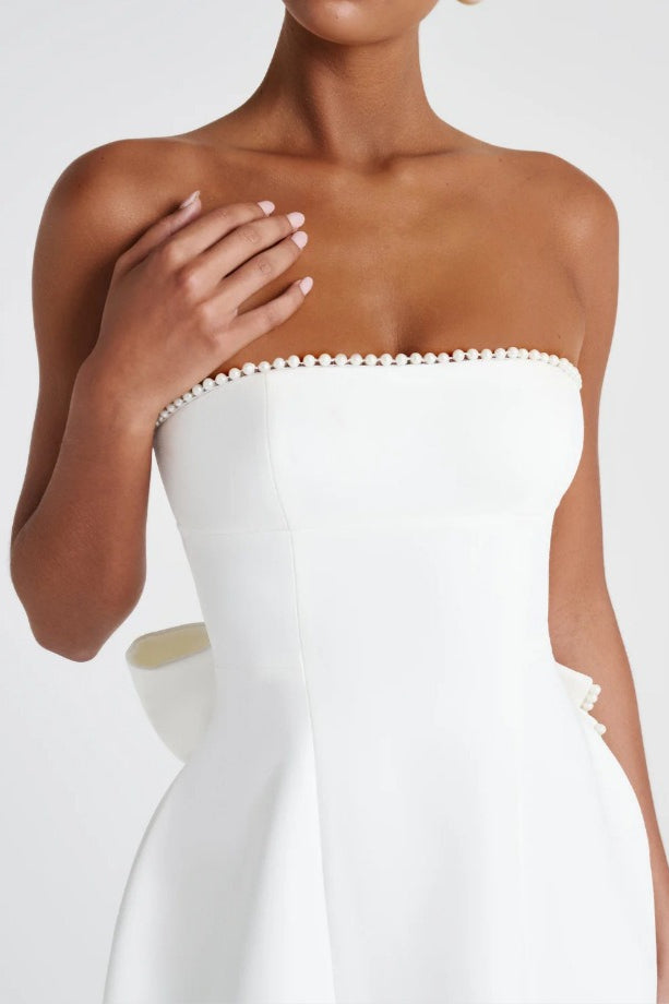 Strapless Crystal Trim Corset A-Line Mini Dress