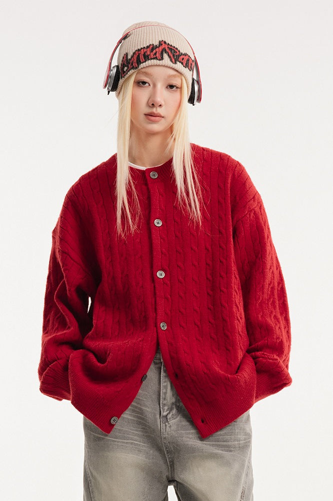 Relaxed Fit Cable Cardigan 12