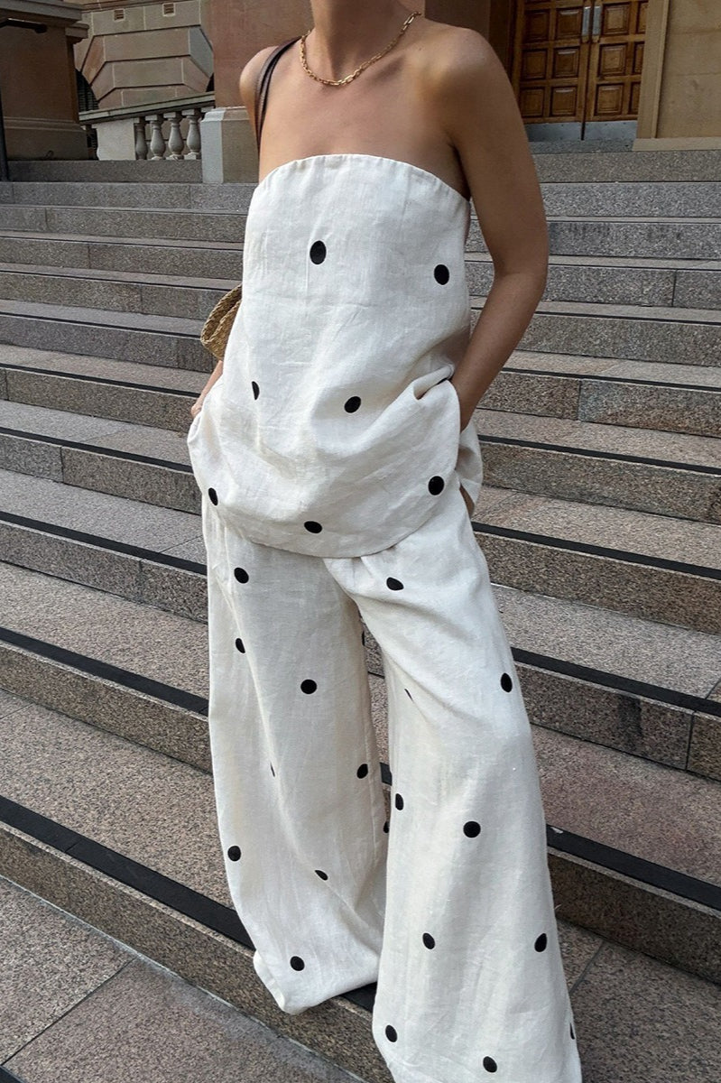 Cotton Polka Dot Tank Two Pieces Set - Fashionpara