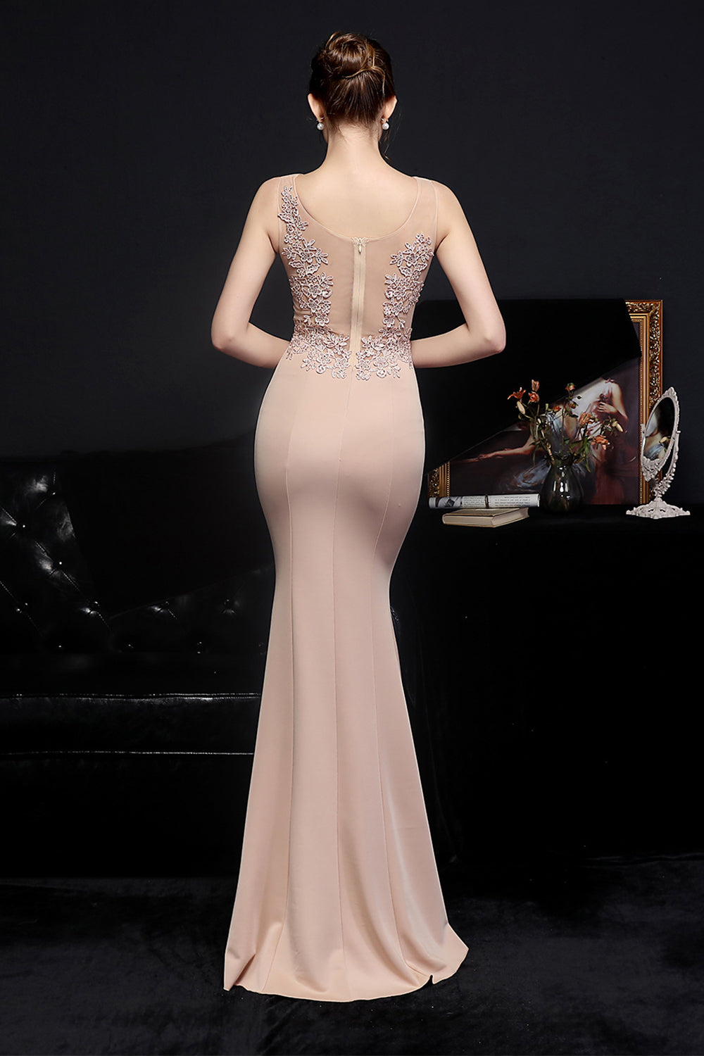 Apricot Long Evening Dress - Fashionpara