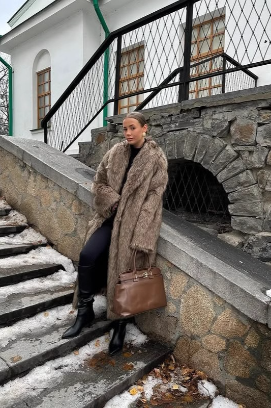 Faux Fur Long Thick Warm Overcoat - Fashionpara