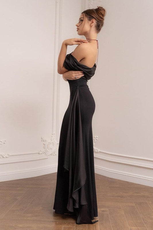 One Shoulder Ruched Draped Mermaid Evening Gown - View 13