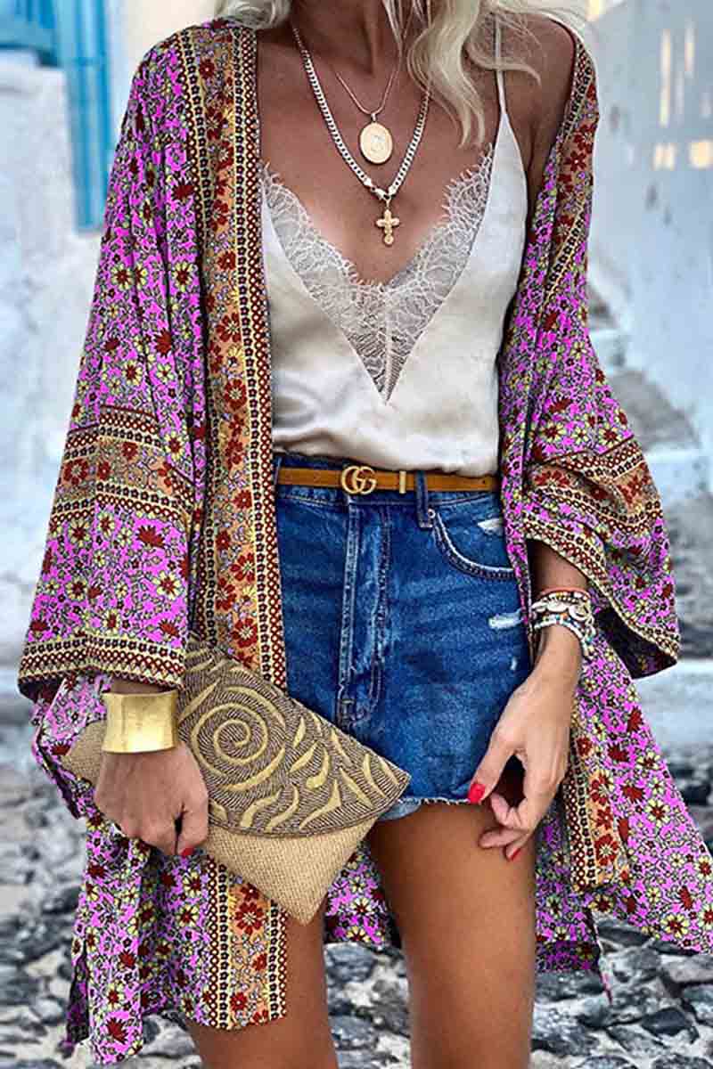 Boho Print Loose Cardigan  Fashionpara
