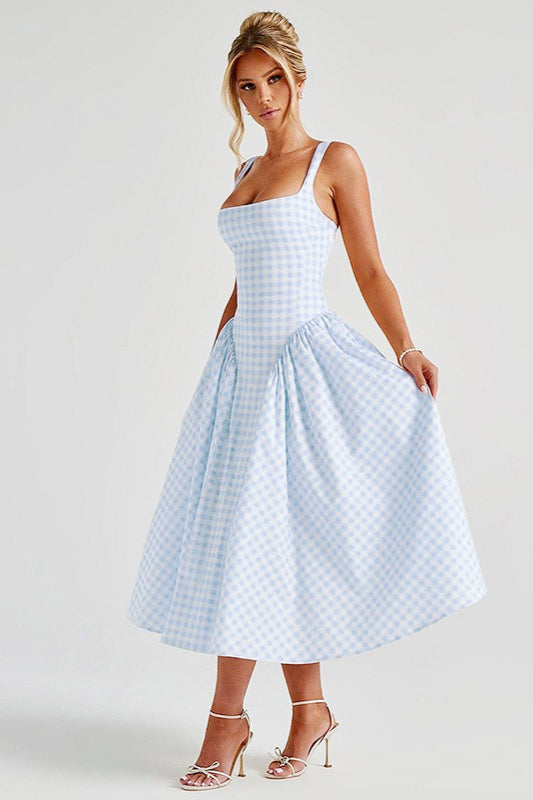 Gingham Backless Slip Birthday Dress