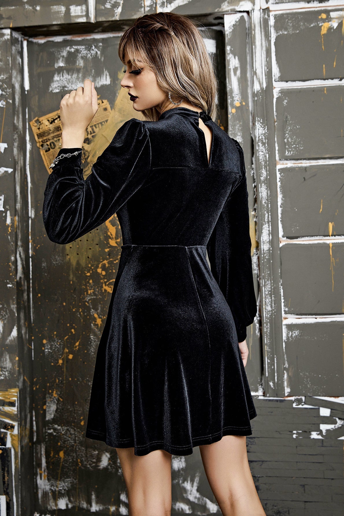 Lantern Sleeve Gothic Dress