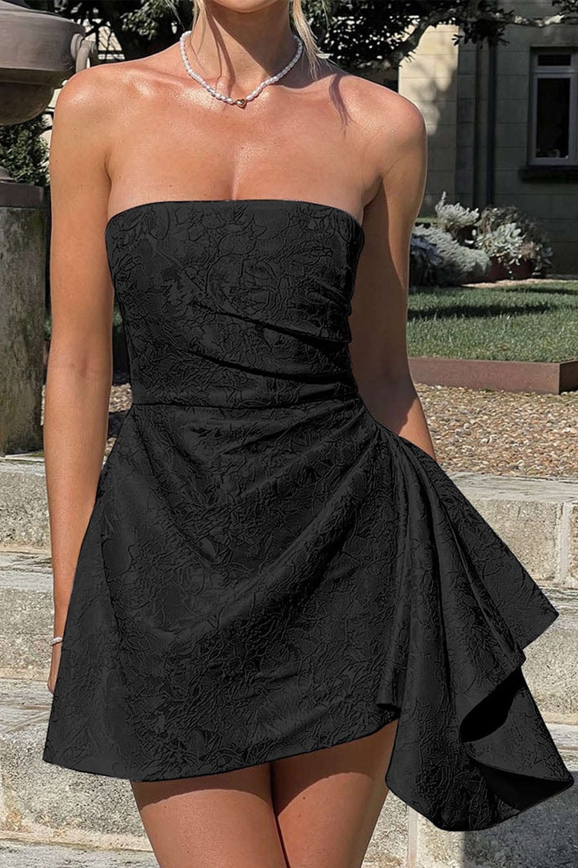 Floral Jacquard Strapless A-Line Mini Dress 10