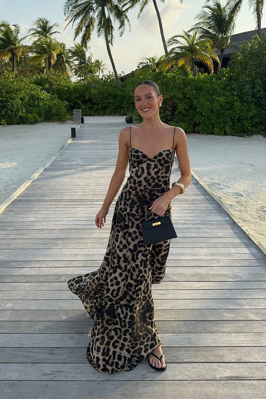 Satin Leopard Print Sweetheart Slip Maxi Dress 3