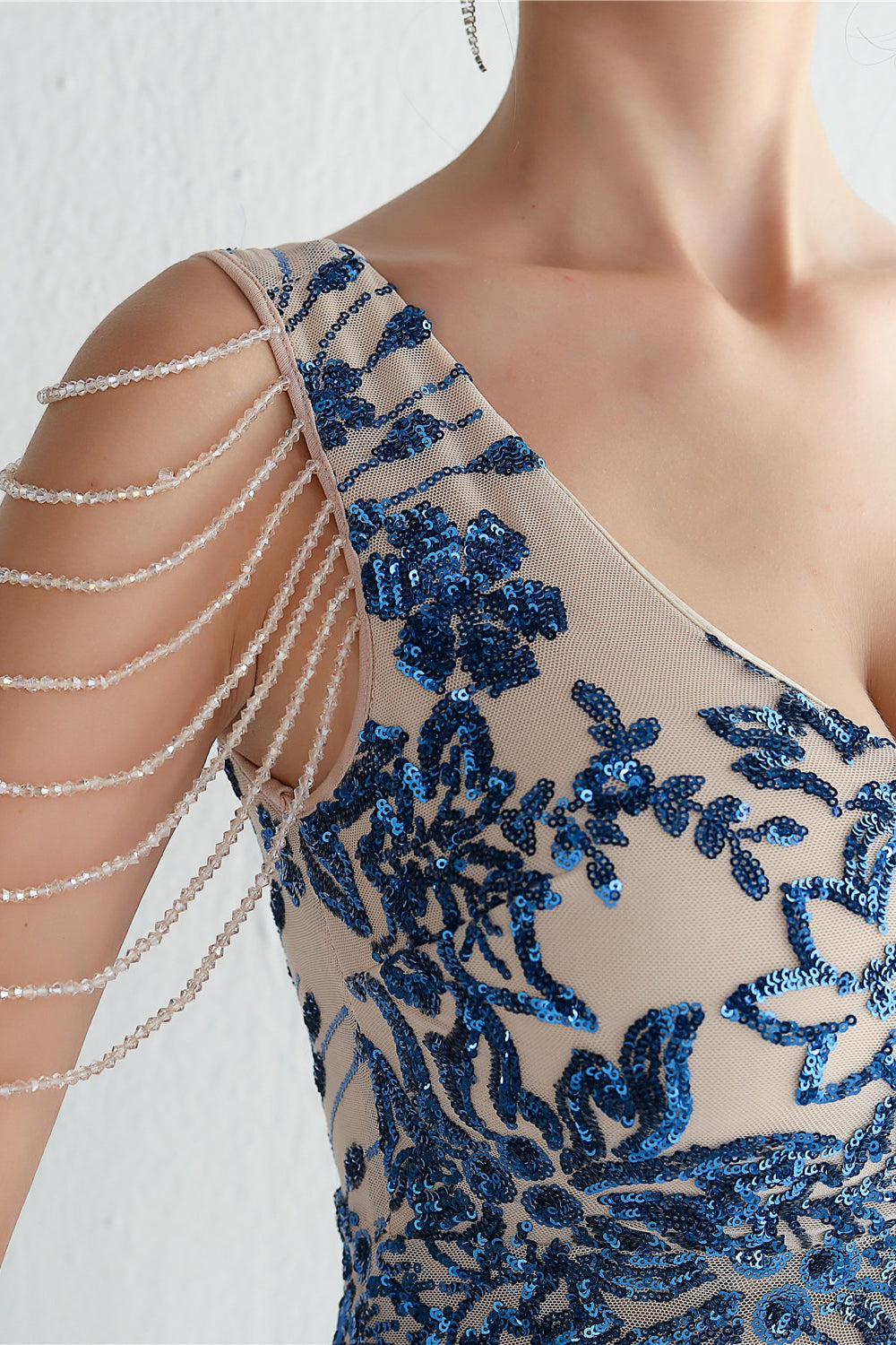 Elegant Long Slim Sequin Formal Event Sequin Dress