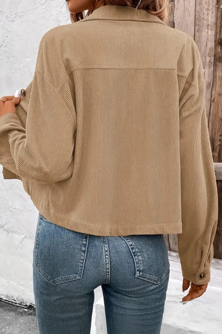 Corduroy Button-Front Shirt Jacket 8