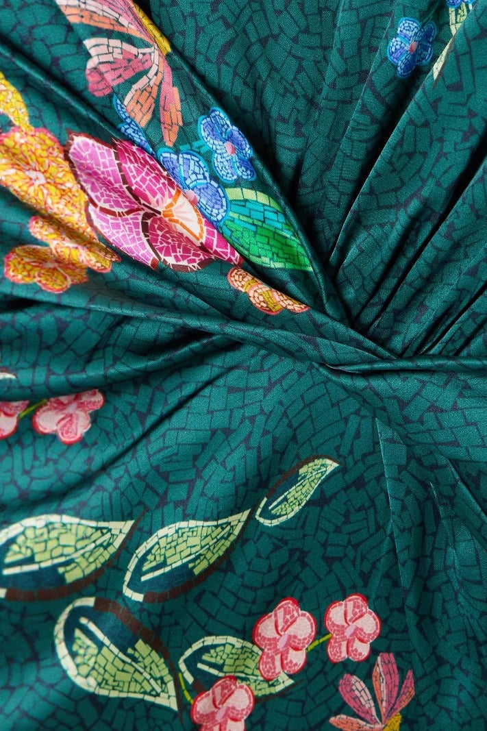 Satin Knot Front Sleeveless Midi Dress