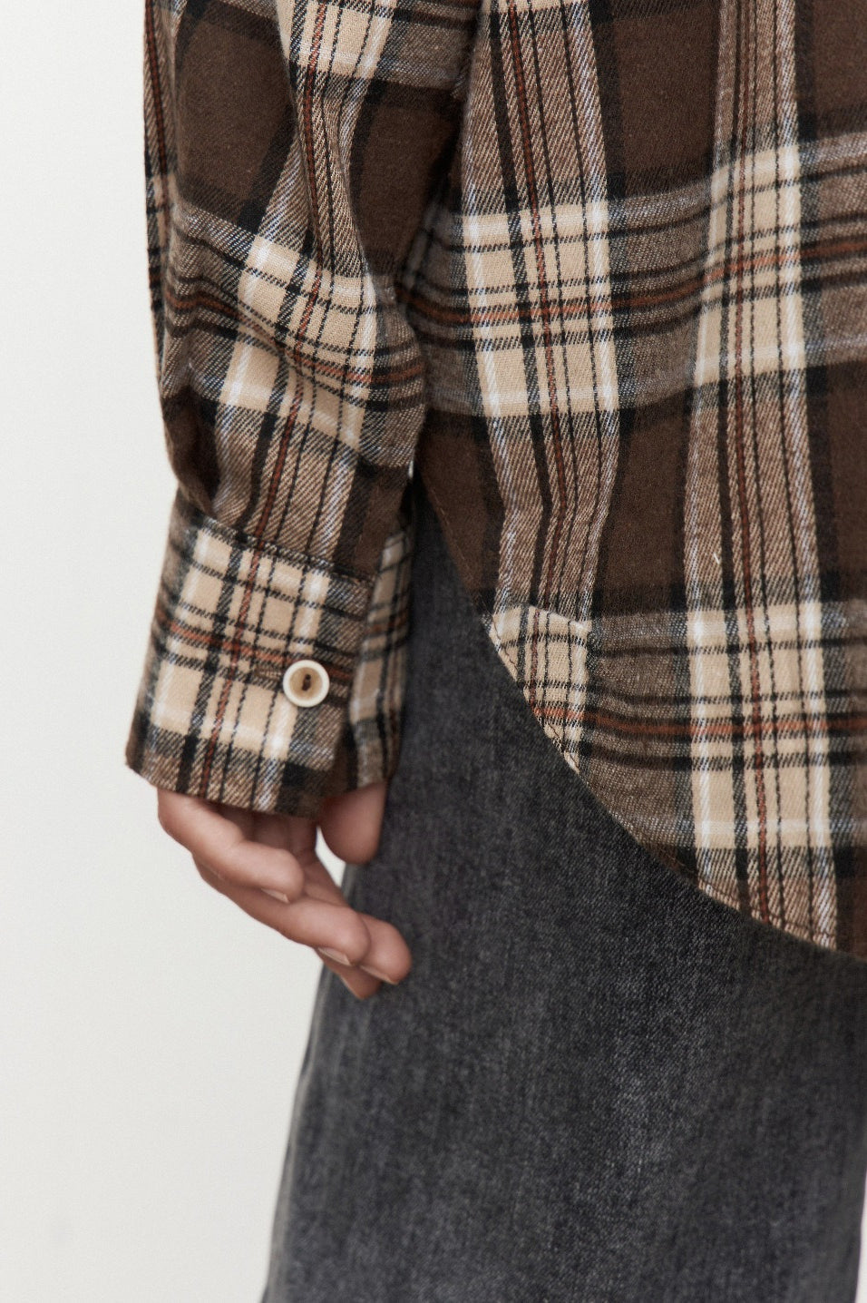 Collared Plaid Pocket Long Sleeve Shirt Blouse