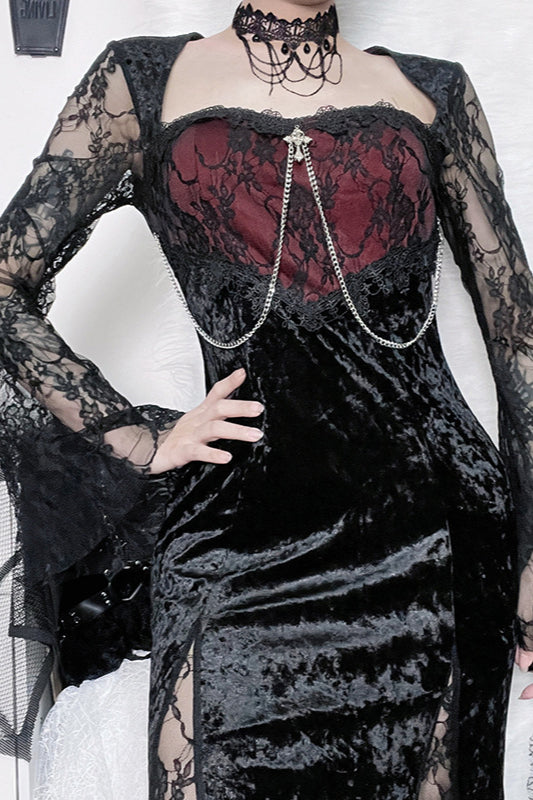 Split Lace Sleeve Gothic Dress