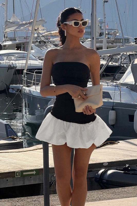 Fall Chic Elegant Strapless Peplum Mini Party Dress