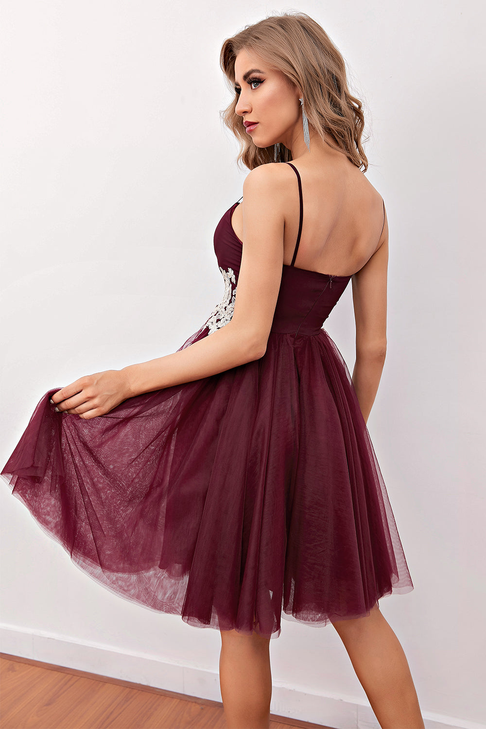 Burgundy Short Prom Homecoming Dress - Fashionpara