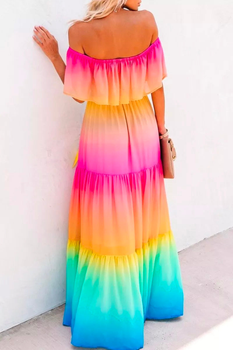 Gradual Change Multicolor Maxi Dress  Fashionpara