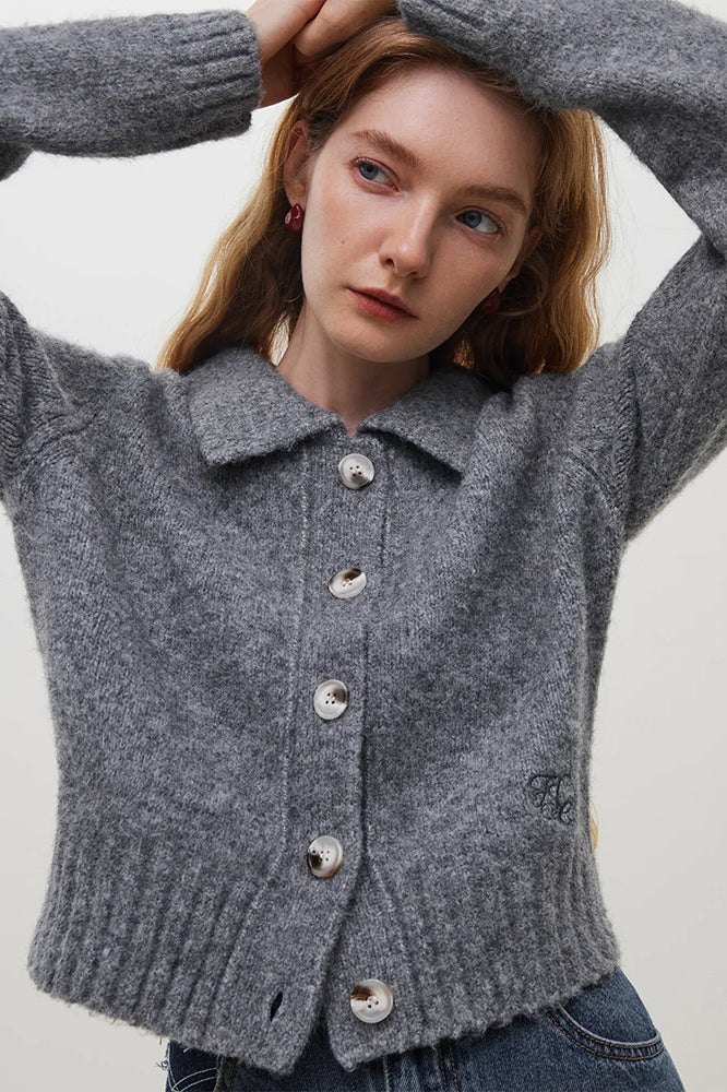 Wool Polo Neck Button Cardigan 2