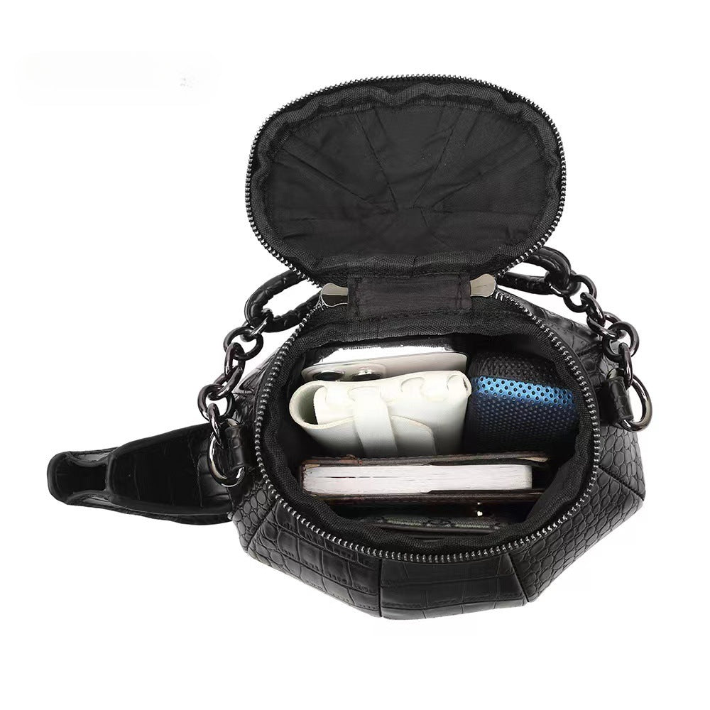 Gothic Teapot Shaped Leather Handbag Stone Pattern Party Bag - Fashionpara