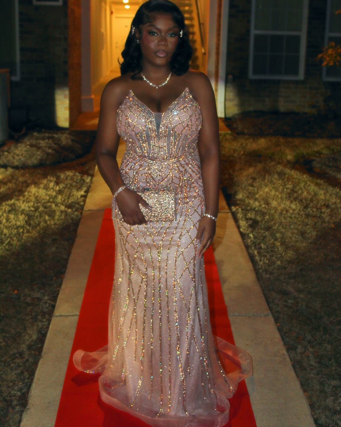 Mermaid Sparkle Lace Prom Dress Black Girl Graduation Dress Evening Dress - Fashionpara