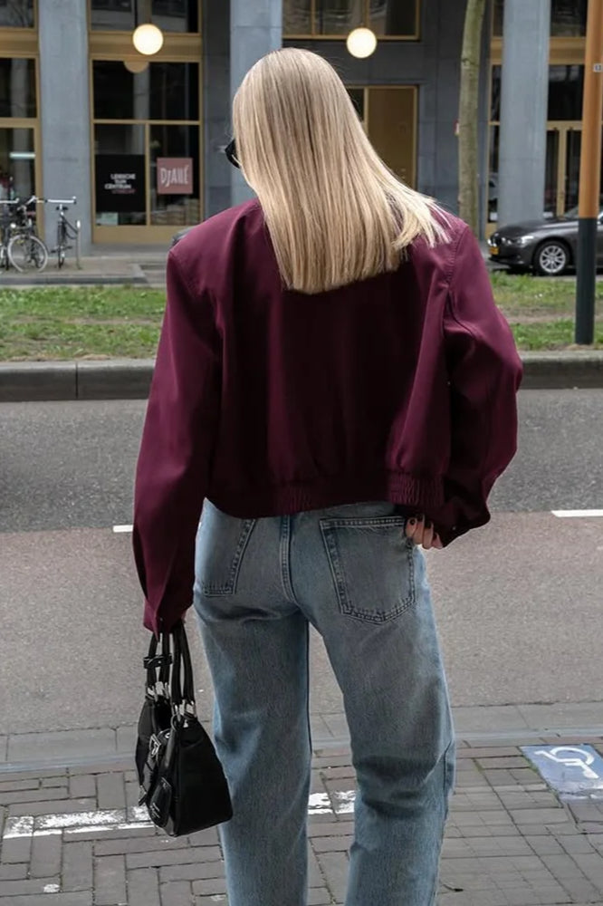 Burgundy Casual Zip Jacket 5