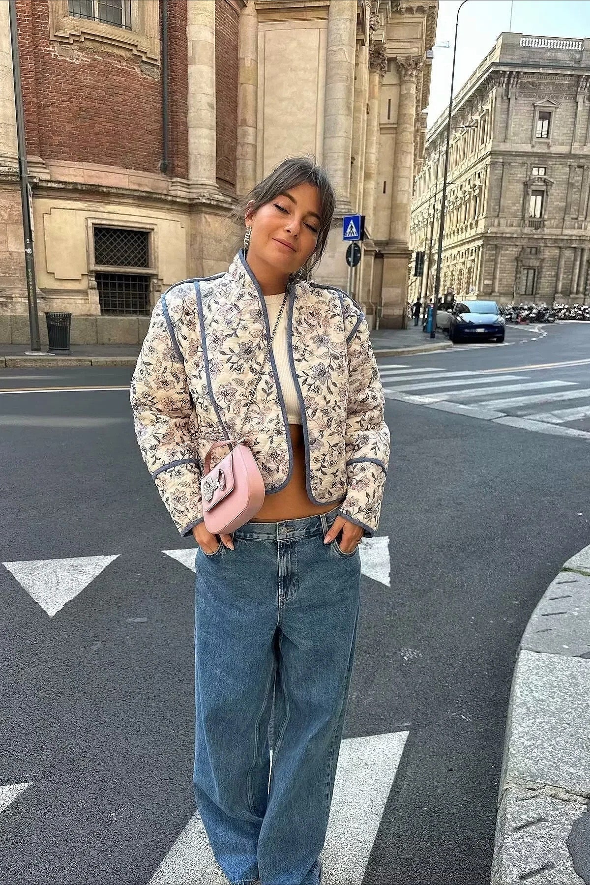 Floral Reversible Thick Padded Coat for All-Season Comfort