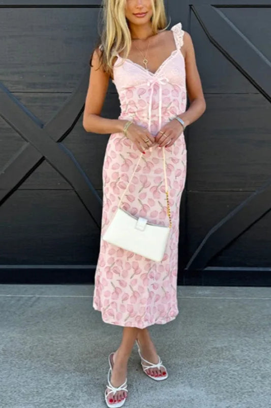 Lace Halter Neck Midi Dress - View 2
