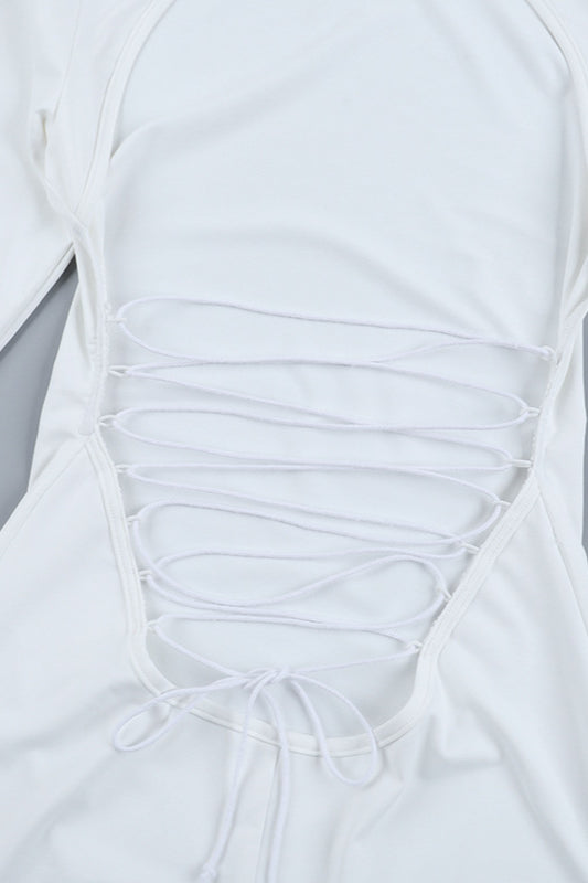 Long Sleeve Backless Lace-Up Bodycon Maxi Dress 7