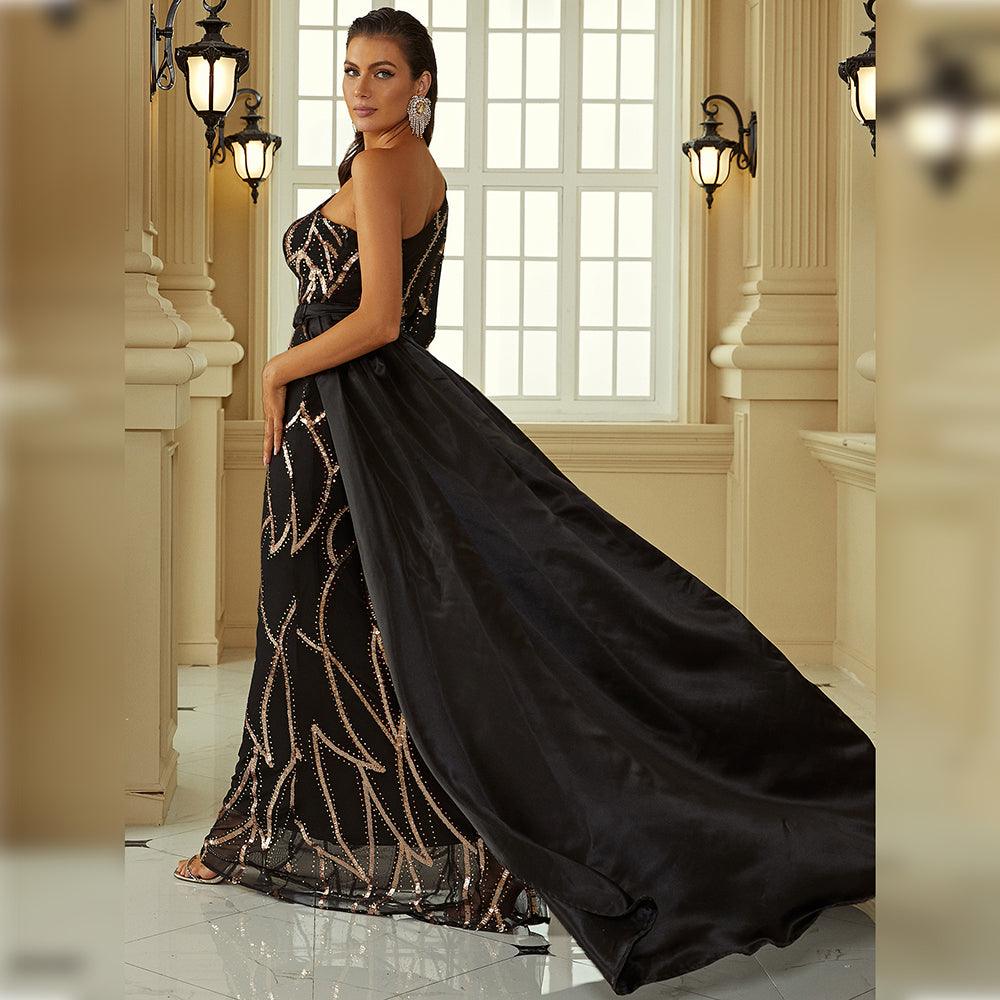 Serene Sequins Flowing Gown Dress - Fashionpara