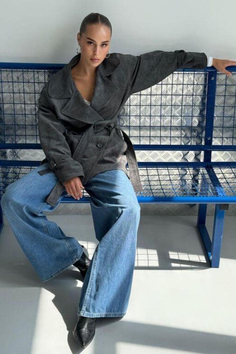 Vintage Suede Tie Waist Jacket for Timeless Style and Comfort