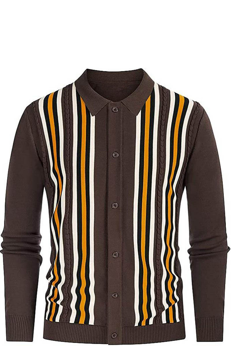 Men's V-Neck Long Sleeve Knitted Polo Cardigan  Fashionpara