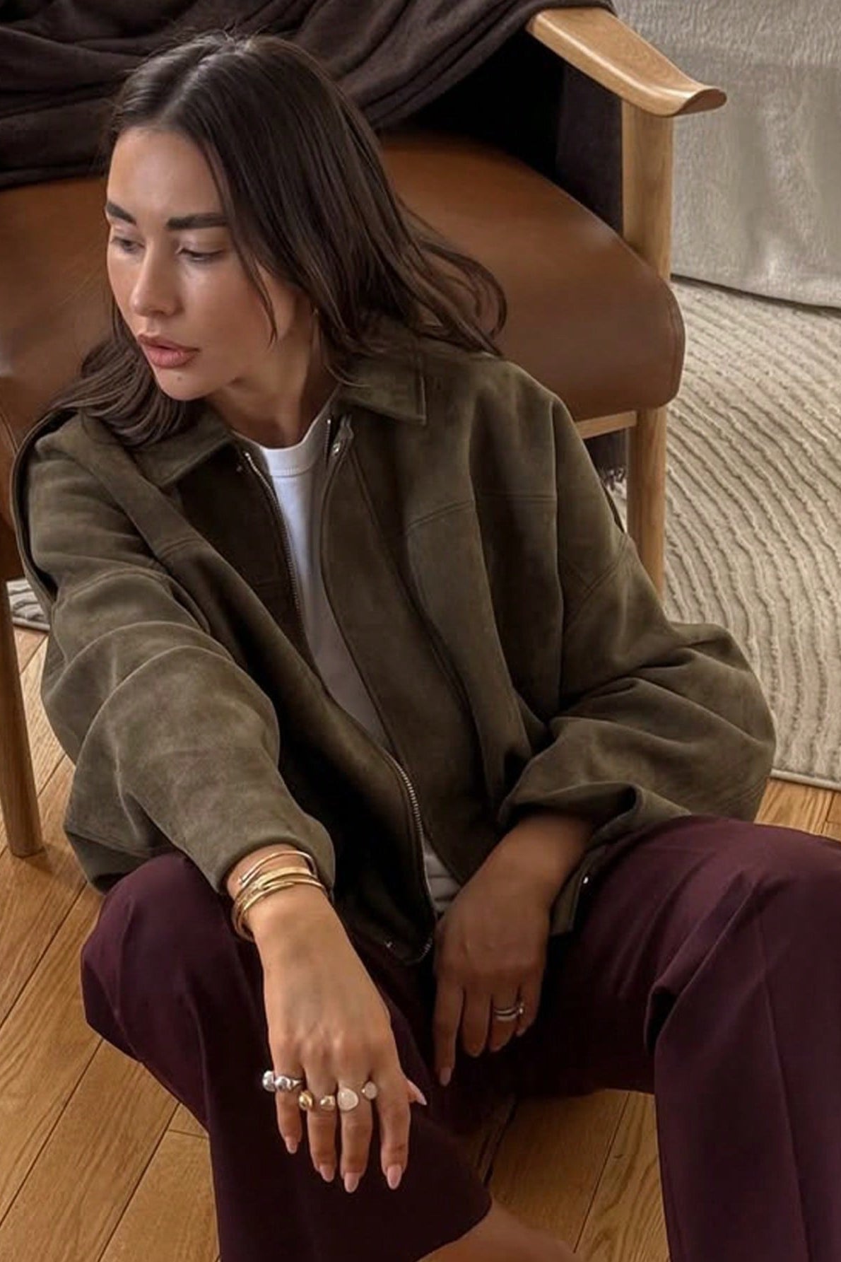Suede-Look Collared Bomber Jacket 7