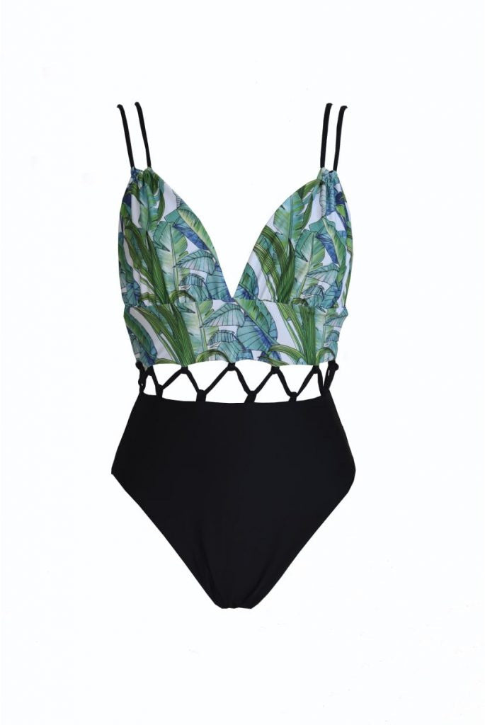 Polynesia | Reversible Tropical Print One Piece Swimsuit a Four-piece - Fashionpara