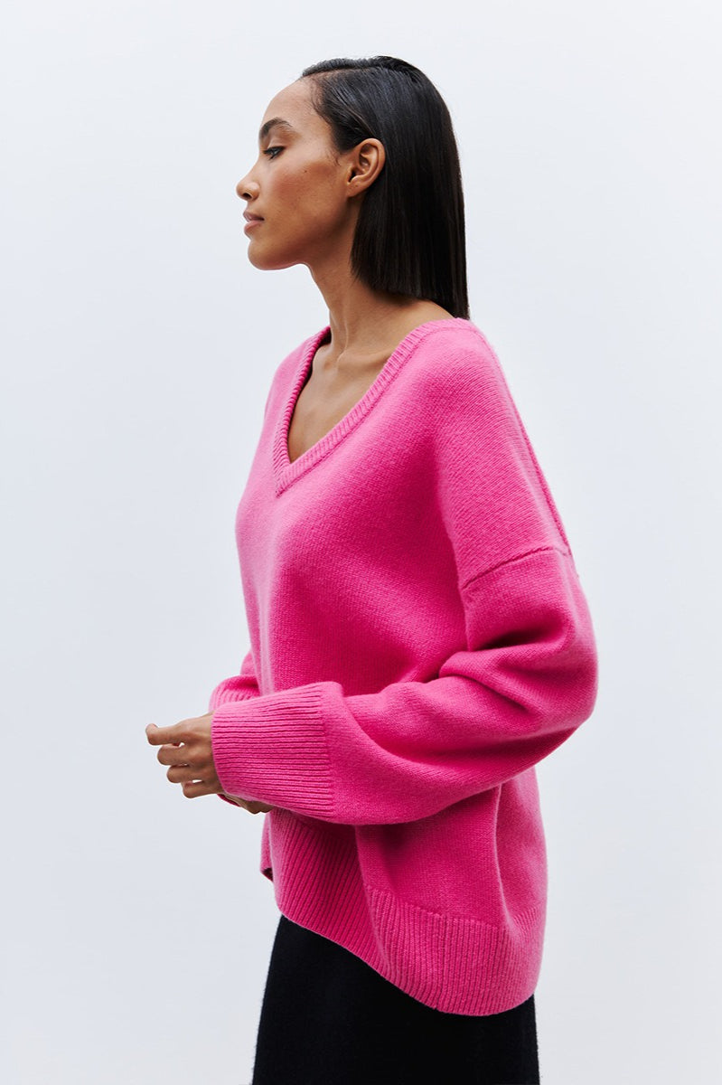 V Neck Pullover Knit Sweater