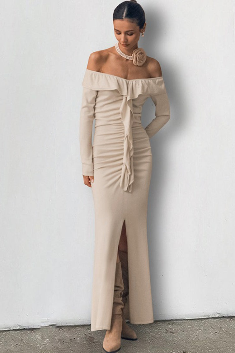 Off Shoulder Ruffle Maxi Dress