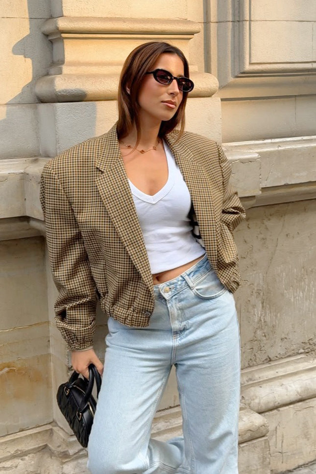 Vintage Plaid Cropped Coat