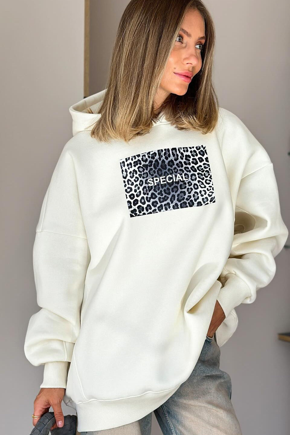 Oversized Leopard Print Hoodie