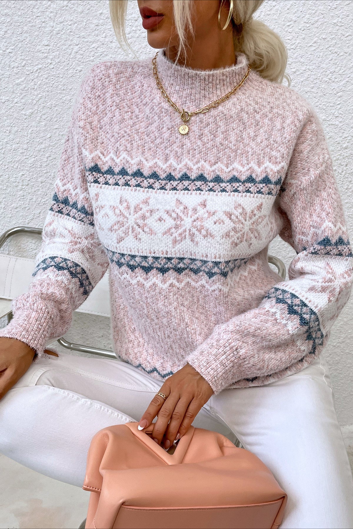 PrincessAce Snowflake Knit Pullover Sweater for Cozy Style