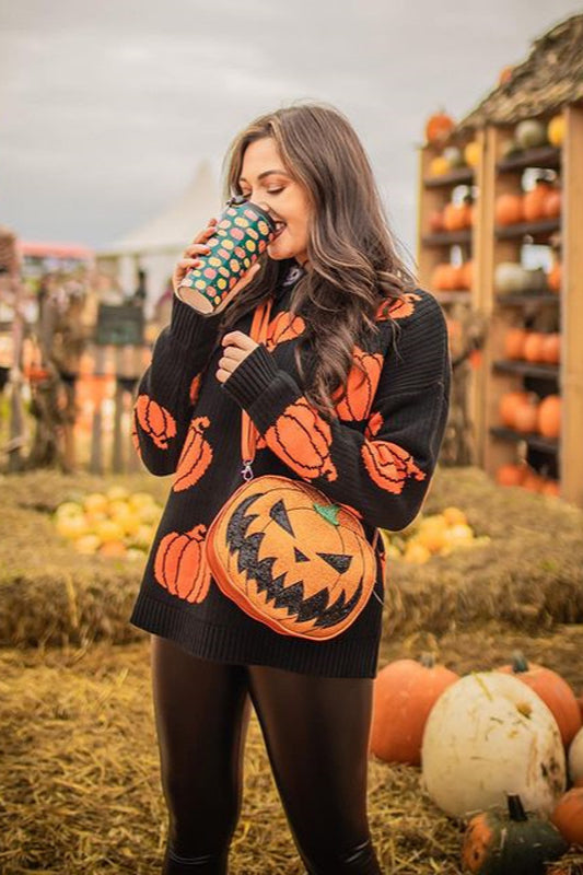 PrincessAce Cozy Loose Fit Pumpkin Knit Sweater for Fall